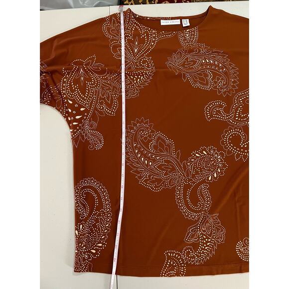 Susan Graver Regular Foil-Printed Liquid Knit Tunic SPICE NWOT SIZE XXS - Picture 6 of 6